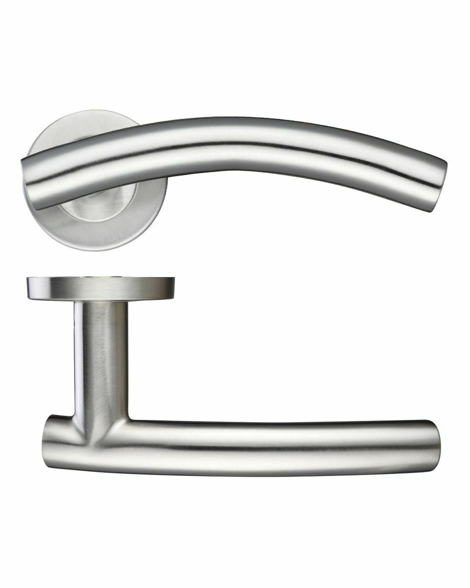 Stainless Steel Door Handle. Ручка Leo. Lever Handle on Rose - Tibou. Handle set