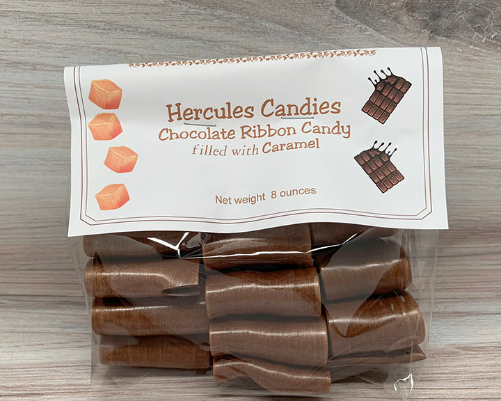 Chocolate Caramel Filled Ribbon Candy Hercules Candy And Chocolate Shop 8142