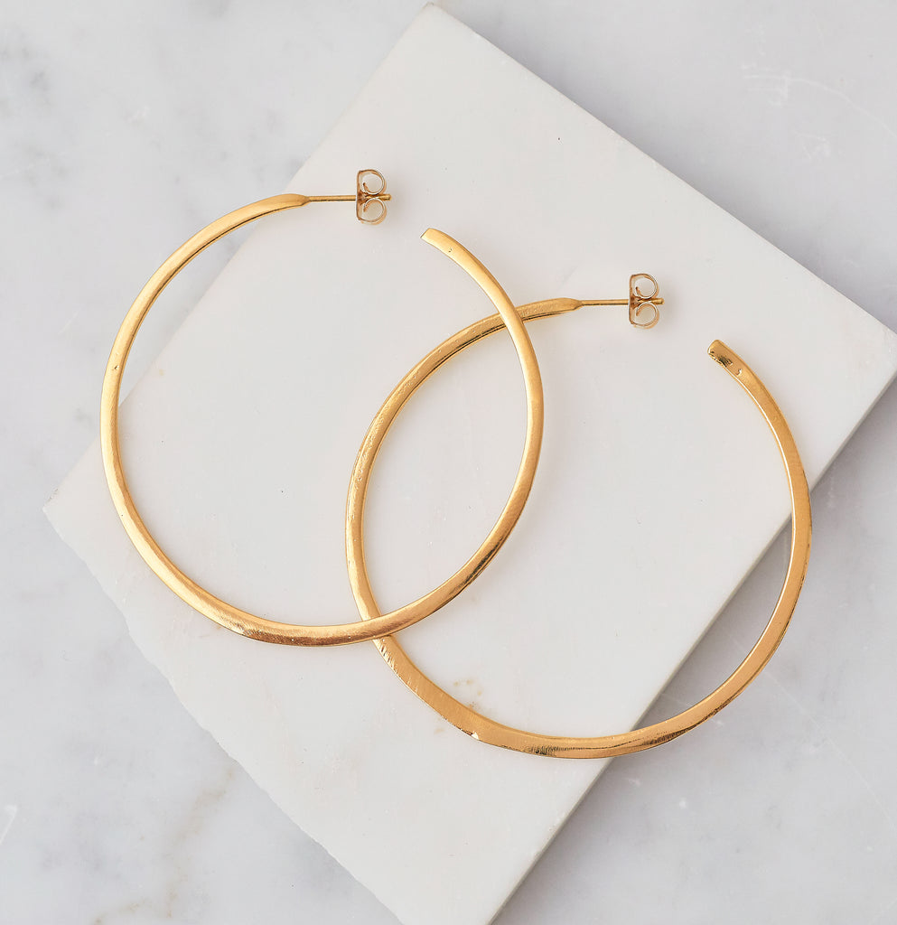 Brushed Hoop Earrings, Gold – Natalie B. Jewelry