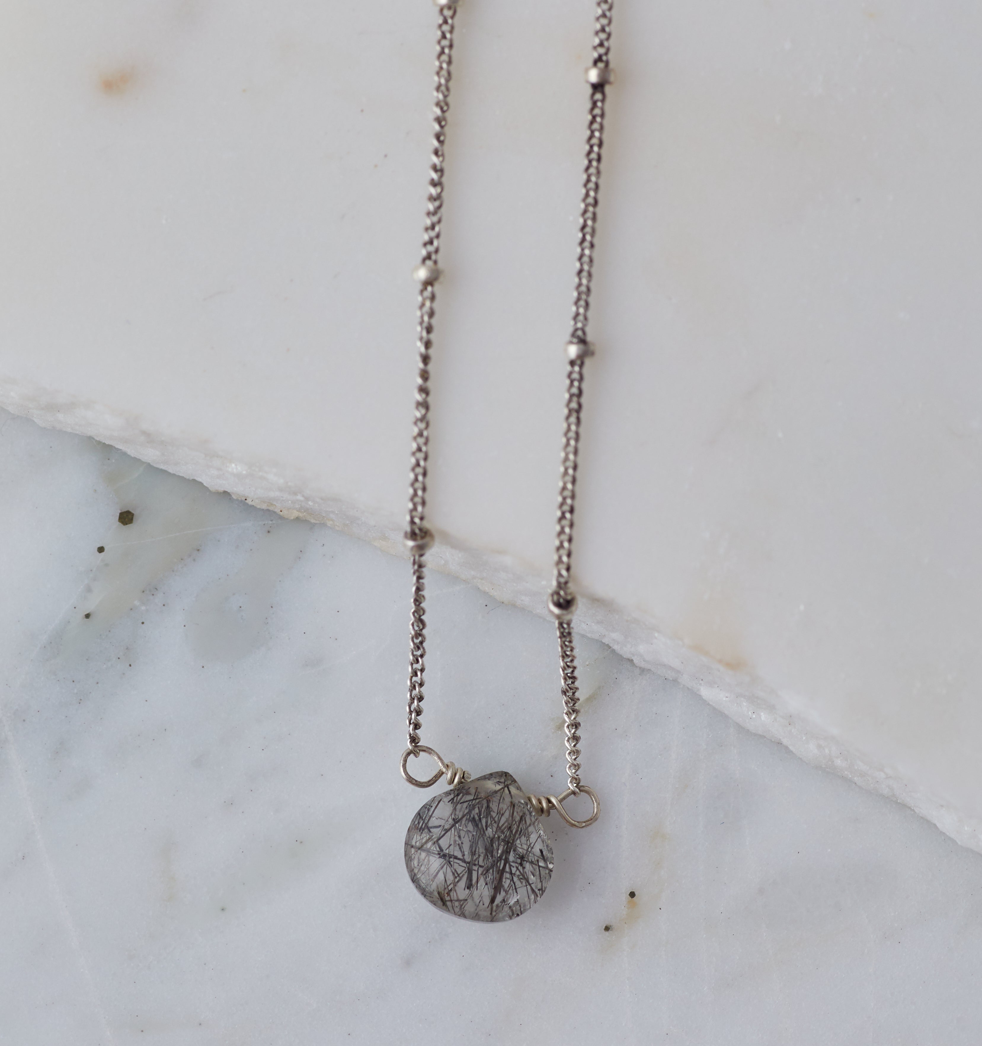 Silver Stone Drop Choker, Tourmalinated Quartz – Natalie B. Jewelry