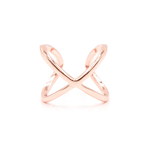 18 Karat Rose Gold Plated Criss Cross 'X' Ring with Signity CZs - Wholesale  Silver Jewelry - Silver Stars Collection