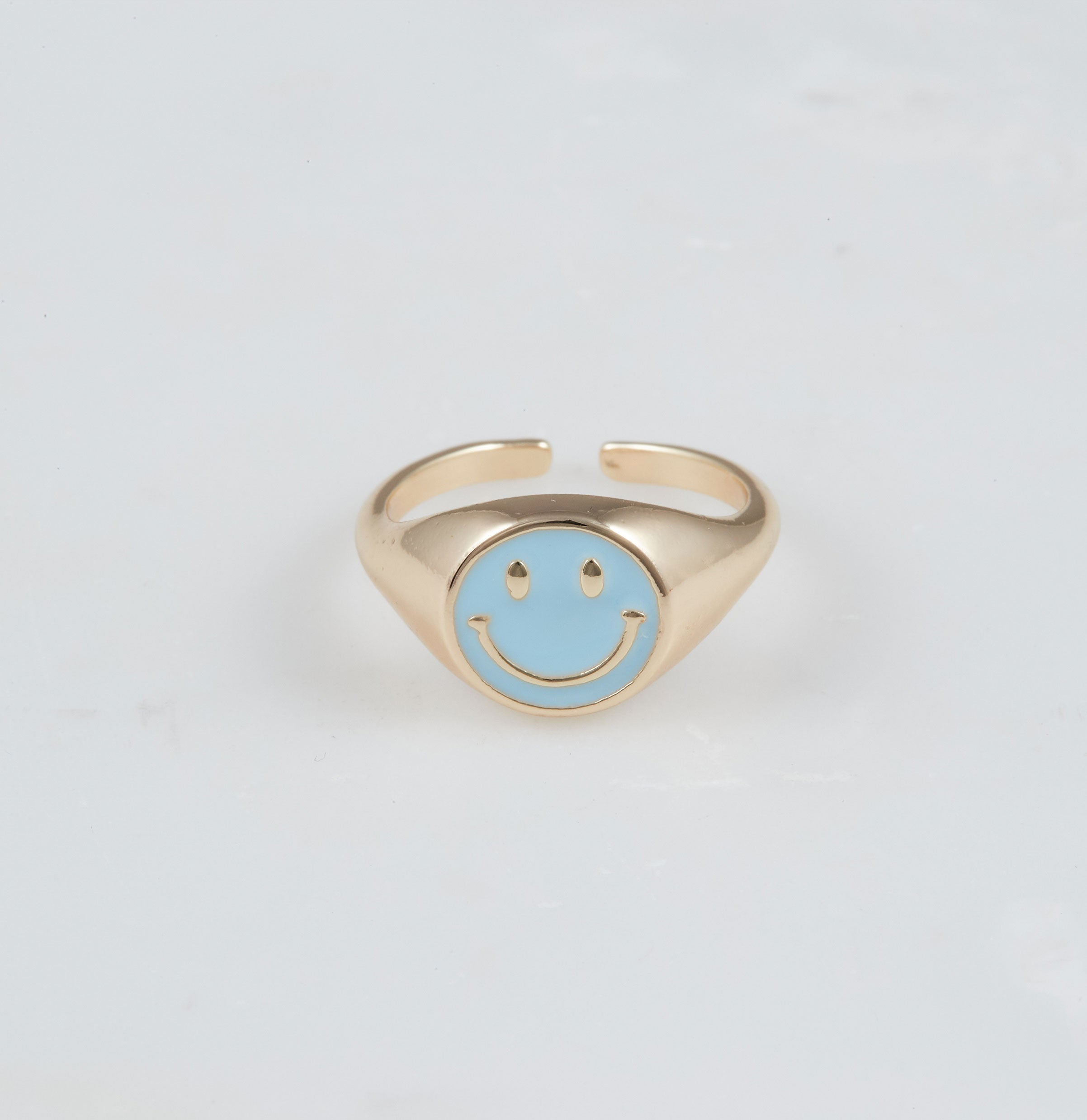 All Smiles Happy Face Ring, Blue