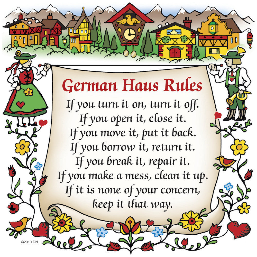 German Souvenir Idea Tile German Haus Rules Dutchgiftoutlet