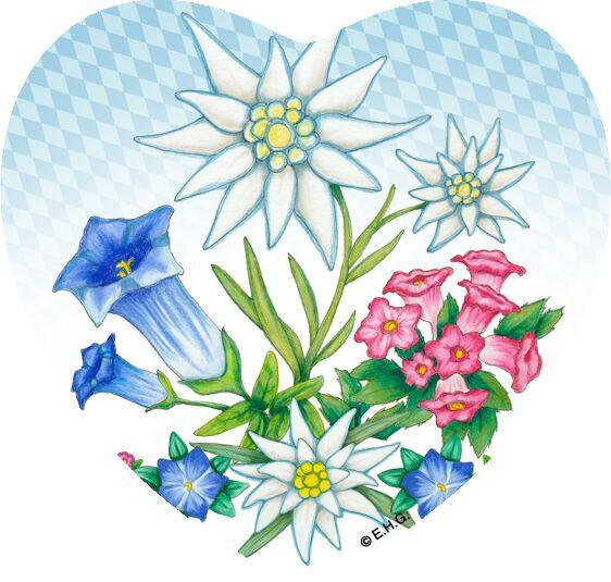 Fridge Heart Tile: German Edelweiss