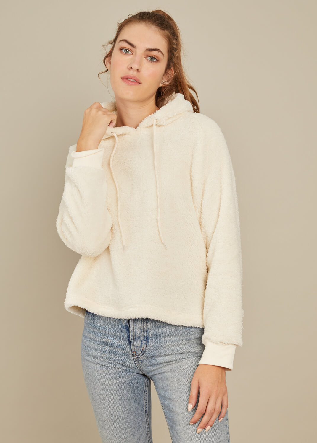 cream color sweatshirt