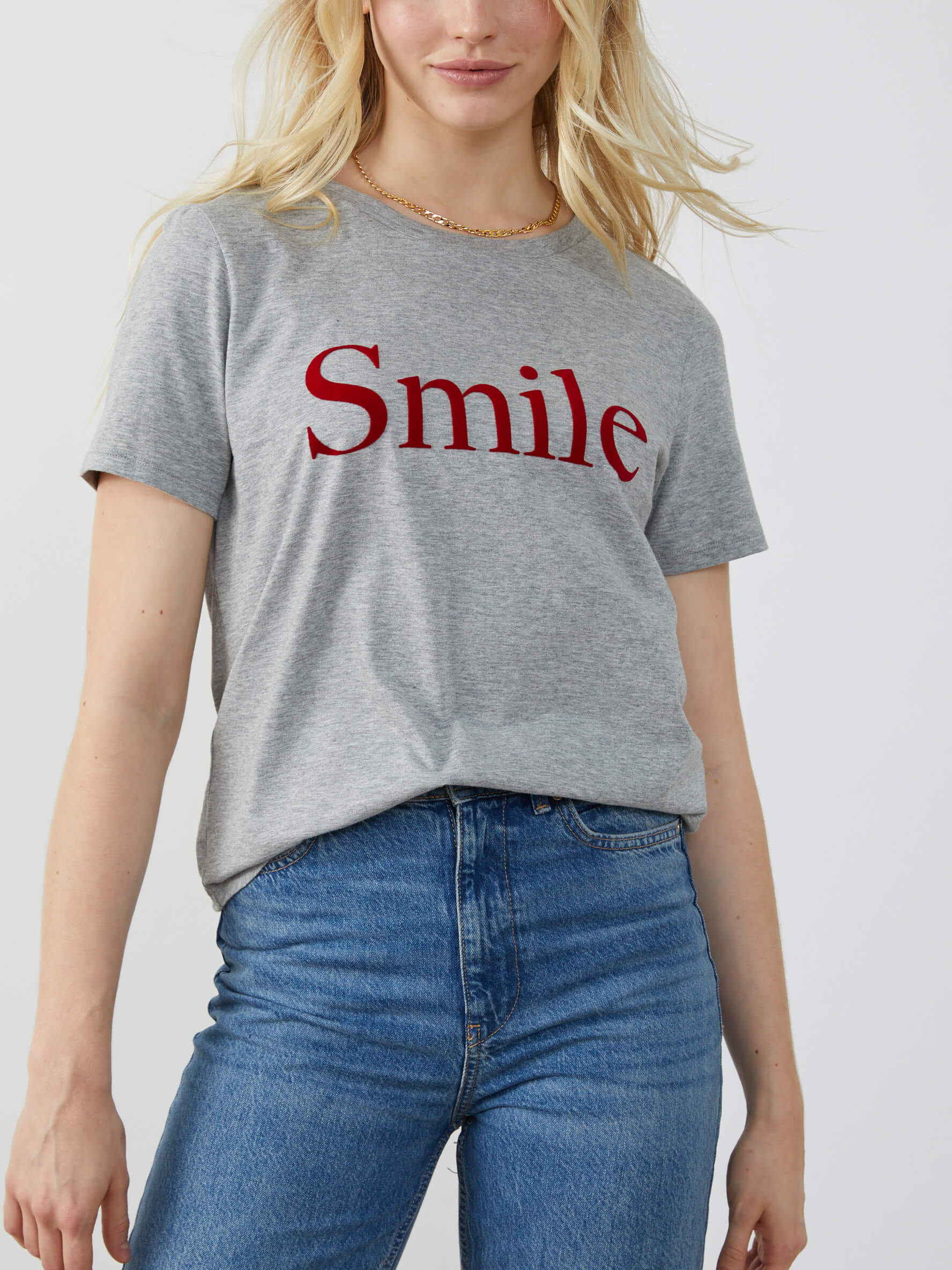 Gå forud At Ugyldigt Lola - Loose Tee - Smile - Heather Grey | designer, pima cotton, exclusive  graphics, high quality, luxurious, soft