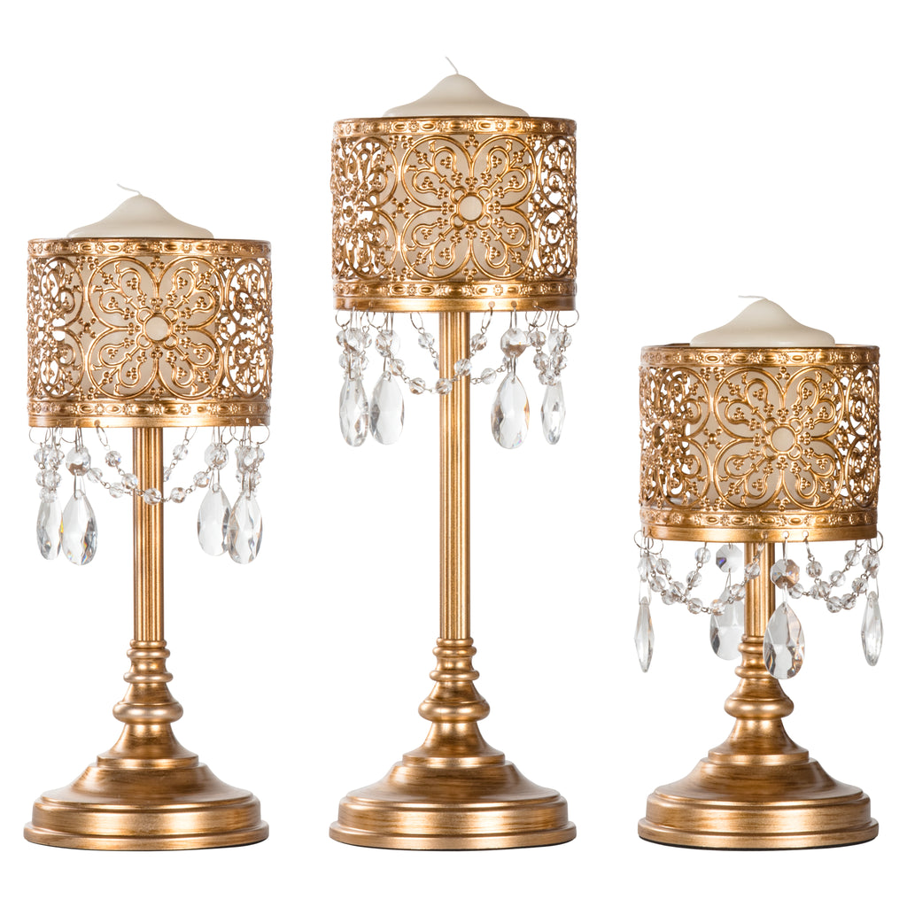 pillar candle holders set of 3