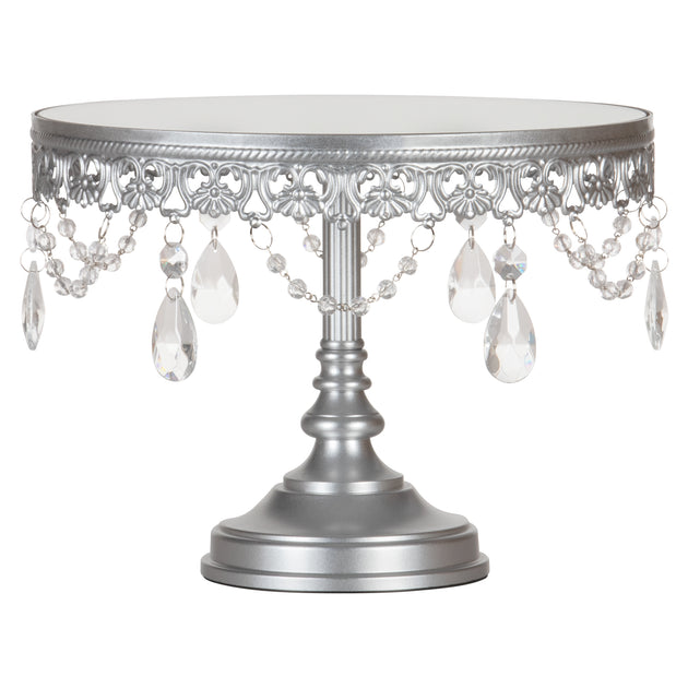 10" Silver Mirror Cake Stand Amalfi Decor