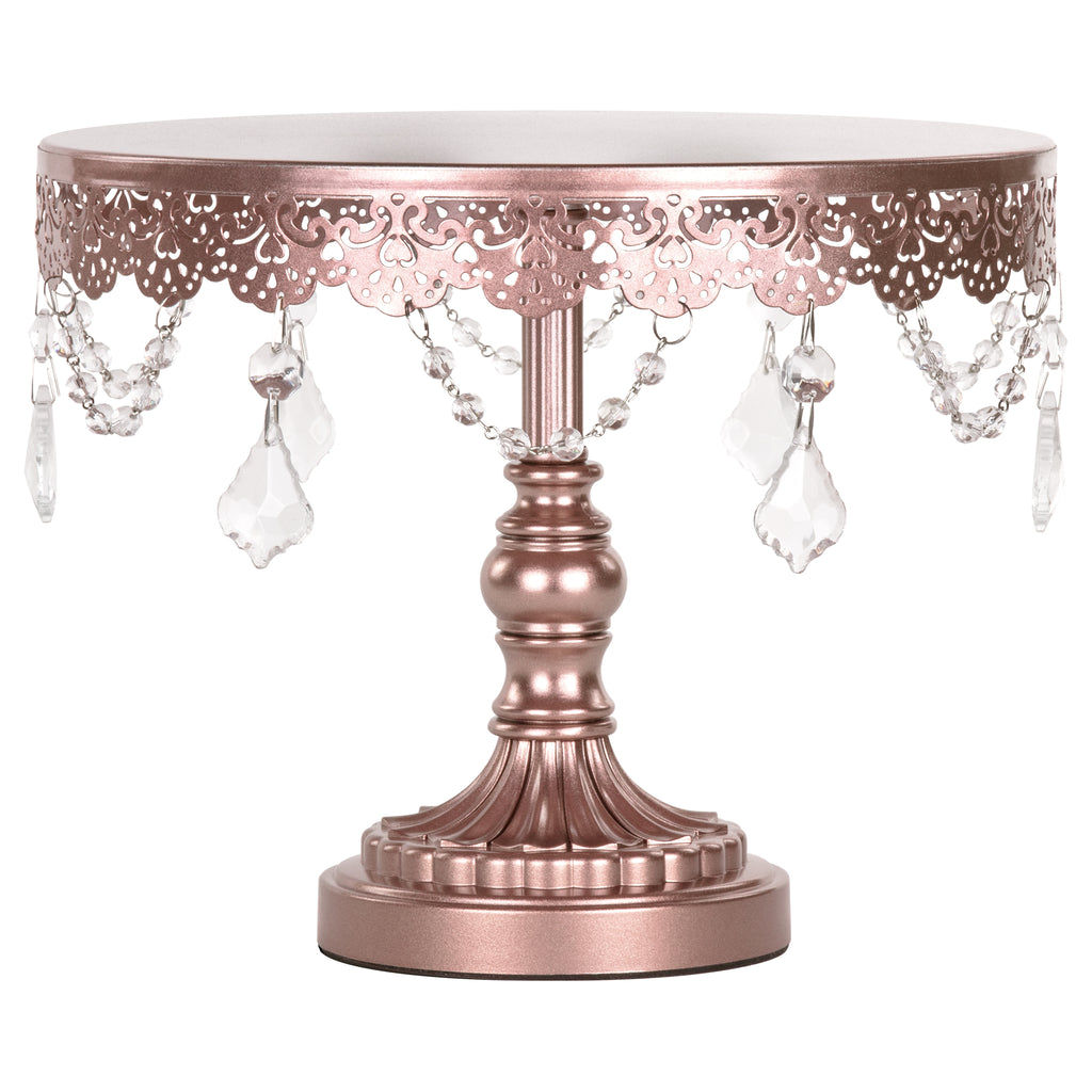 10" CrystalDraped Rose Gold Cake Stand Amalfi Decor