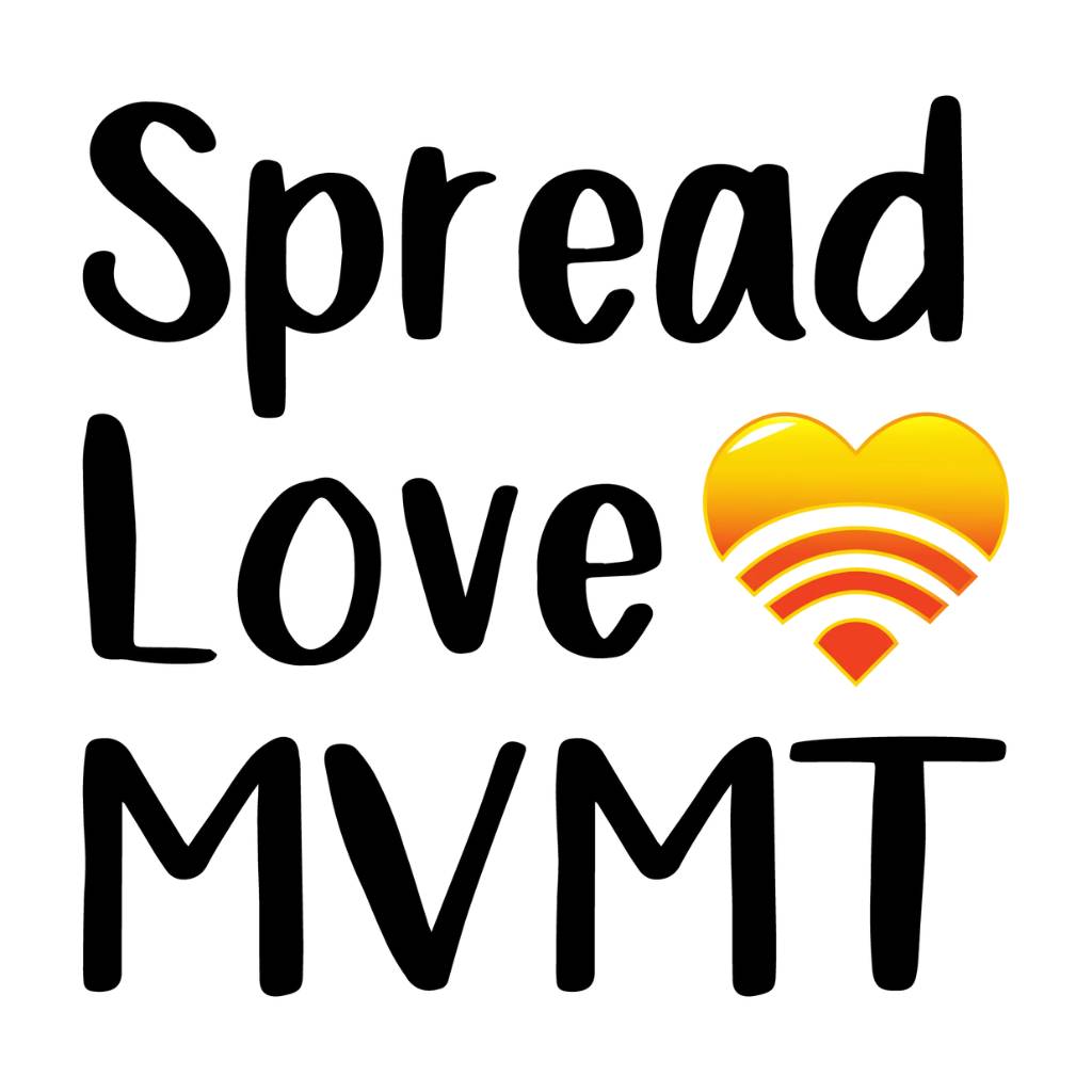 Image features the Spread Love MVMT logo with a yellow and red sun