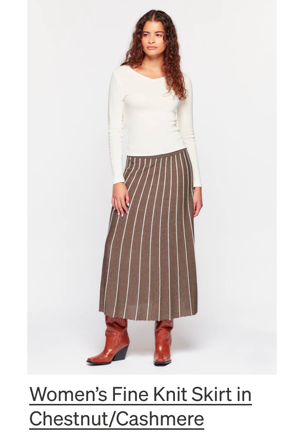 Fine Knit Skirt in Chestnut/Cashmere