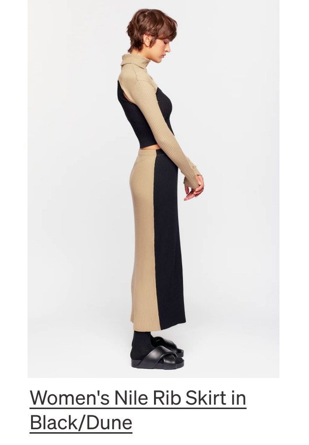 Women's Nile Rib Skirt in Black/Dune
