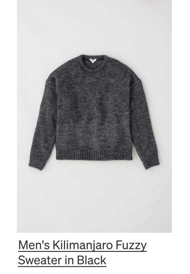 Men's Kilimanjaro Fuzzy Sweater in Black