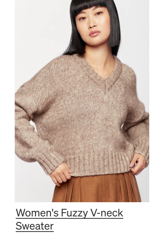 Women's Fuzzy V-neck Sweater