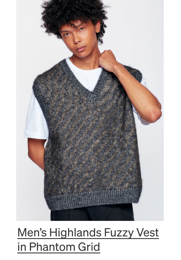 Men’s Highlands Fuzzy Vest in Phantom Grid