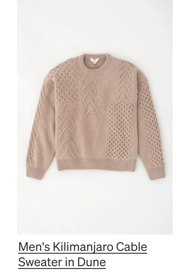 Men's Kilimanjaro Cable Sweater in Dune