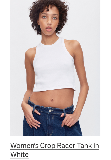 Womens Crop Racer in White