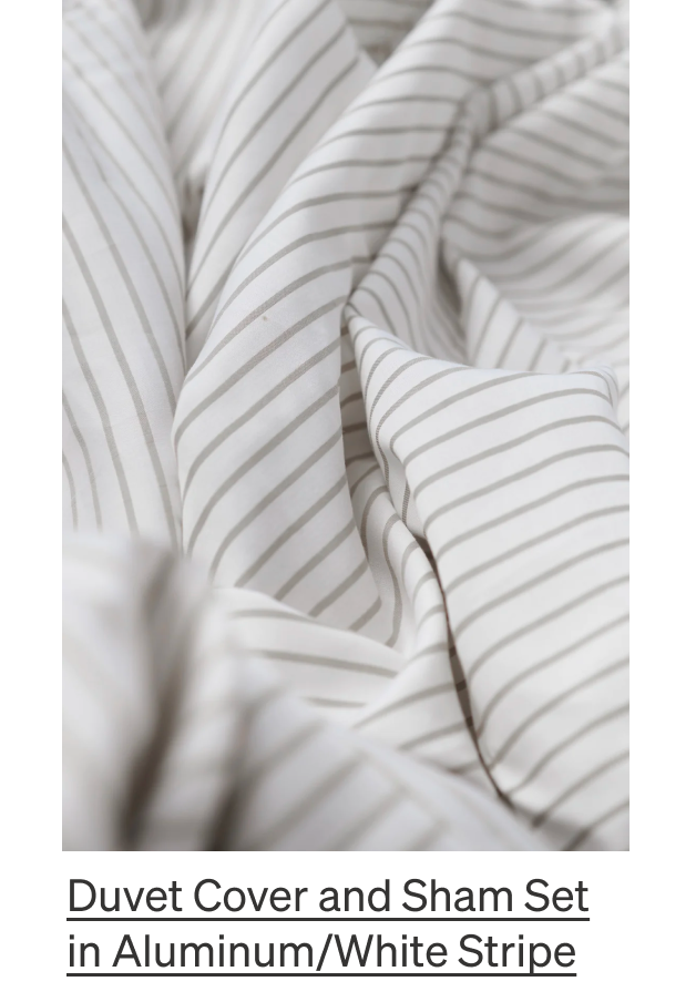 Duvet Cover and Sham Set in Aluminum/White Stripe