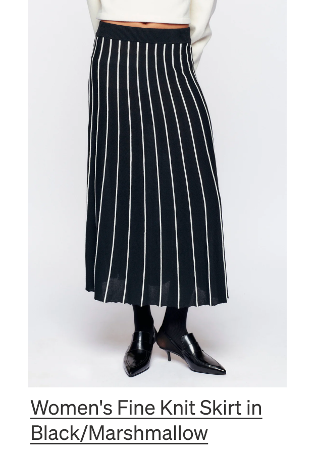 Women's Fine Knit Skirt in Black/Marshmallow
