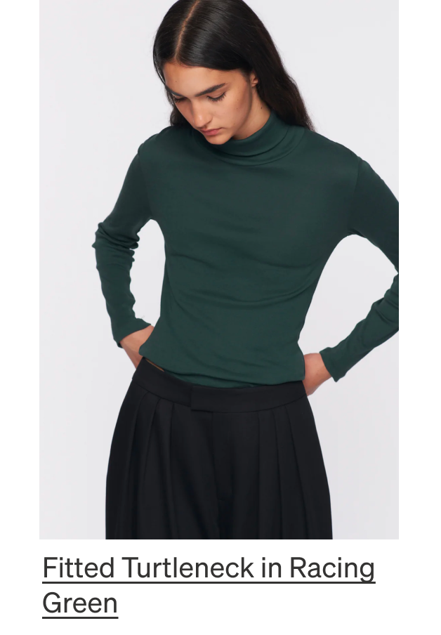 Fitted Turtleneck in Racing Green