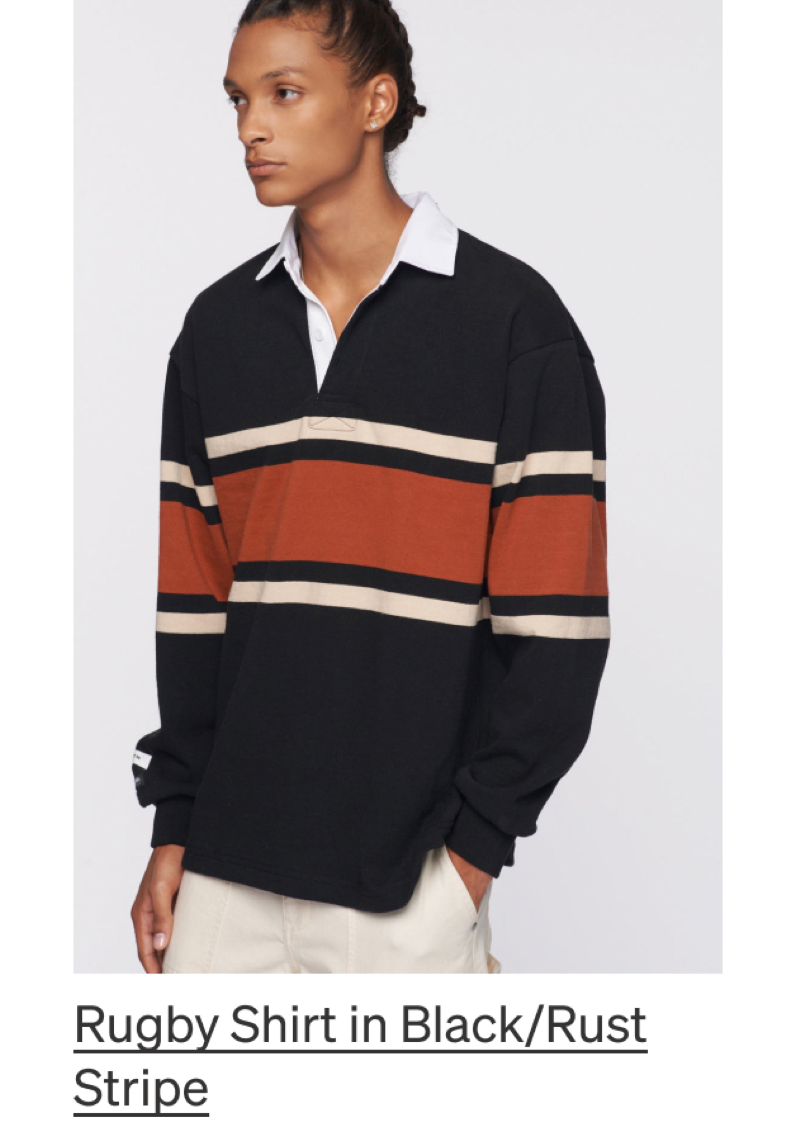 Rugby Shirt in Black/Rust Stripe