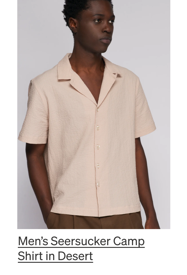 Men's Seersucker Camp Shirt in Desert