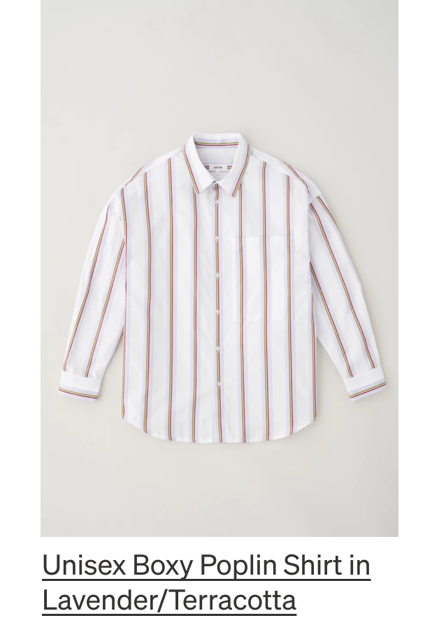 Unisex Boxy Poplin Shirt in Lavender/Terracotta