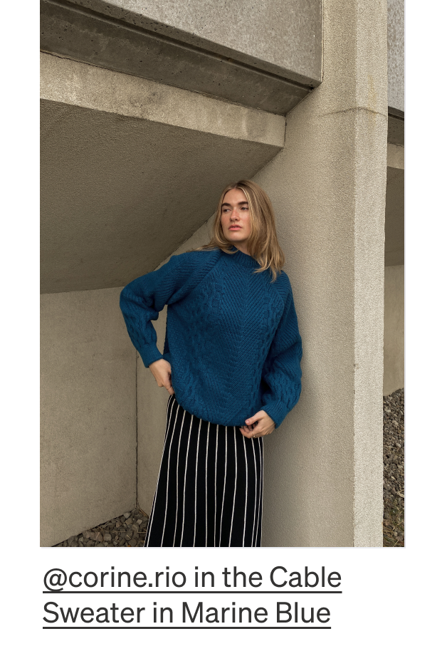 Cable Sweater in Marine Blue