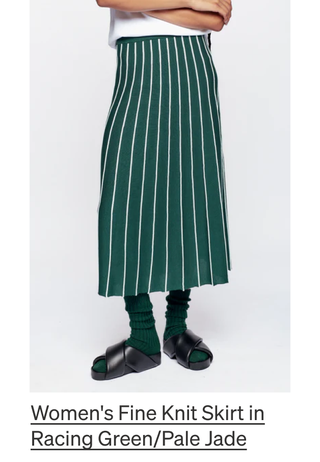 Women's Fine Knit Skirt in Racing Green/Pale Jade