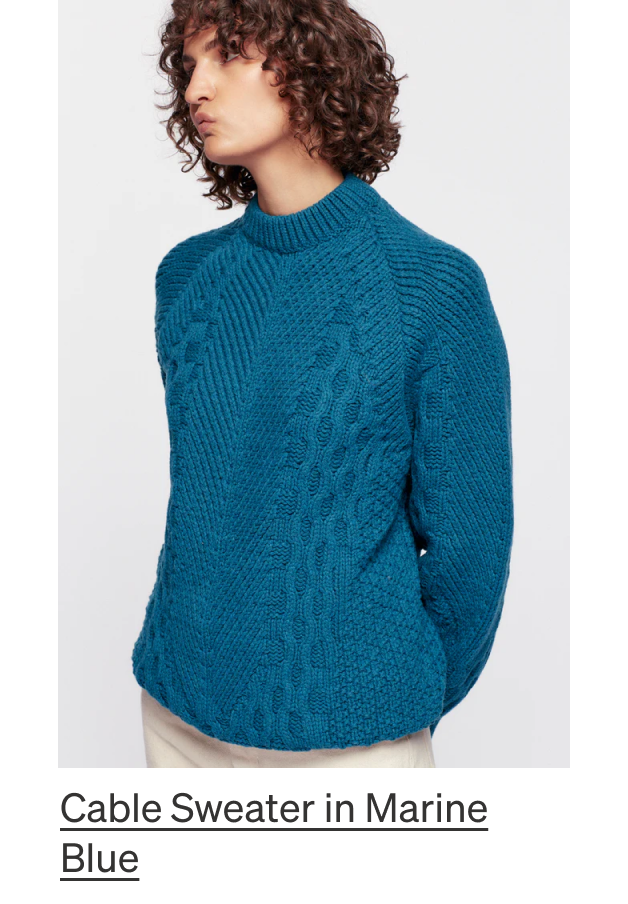 Women's Cable Sweater Marine Blue