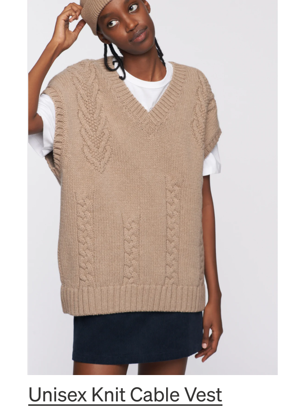 Unisex Knit Cable Vest