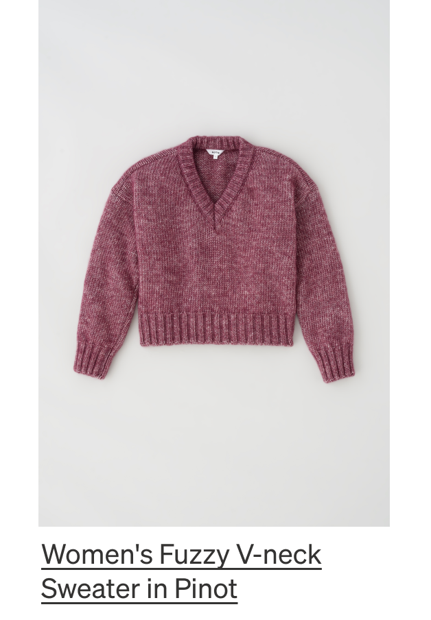Women's Fuzzy V-neck Sweater in Pinot