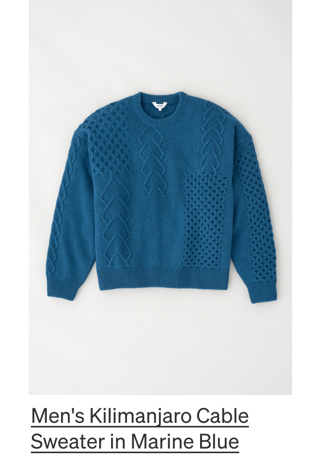 Men's Kilimanjaro Cable Sweater in Marine Blue