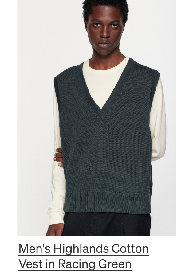 Men's Highlands Cotton Vest in Racing Green