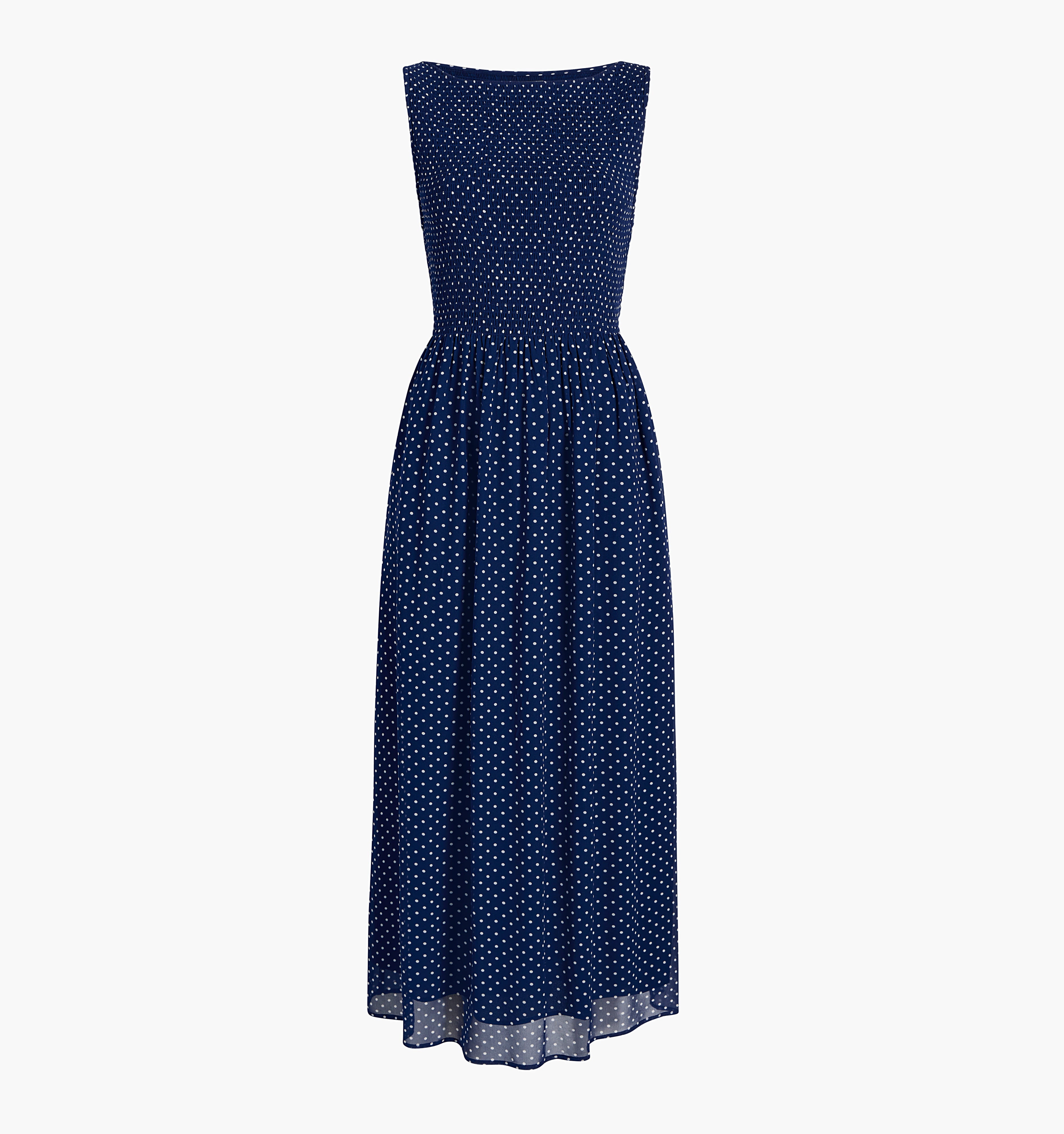 The Cosima Nap Dress - Navy Polka Dot Georgette