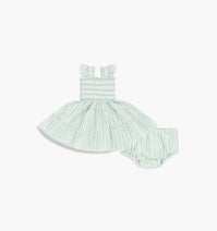 The Baby Ellie Nap Dress - Apple Green Stripe Nav Image 1