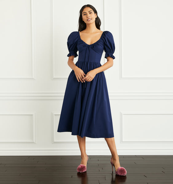 The Ophelia Dress - Navy Poplin – Hill House Home