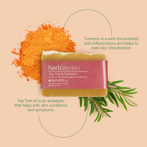 Image of Tea Tree & Turmeric Bar Soap with ingredient call outs