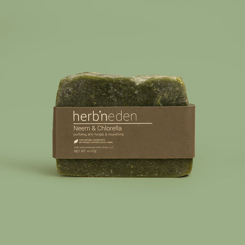 A dark green Neem & Chlorella Soap