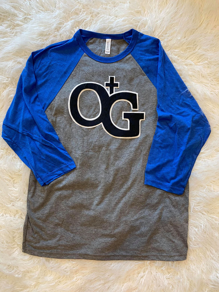 blue baseball tee