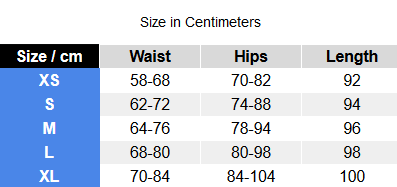 size in centimeters