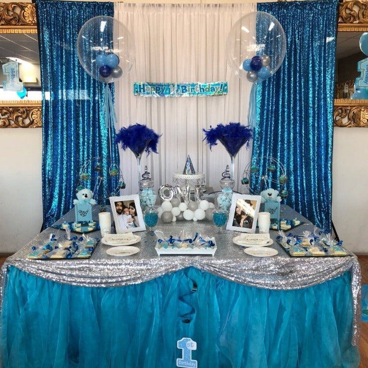 Backdrop Curtain - Aqua Sequin – Decorium Events