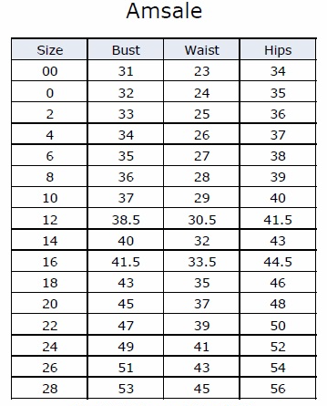 Bridesmaids Size Chart