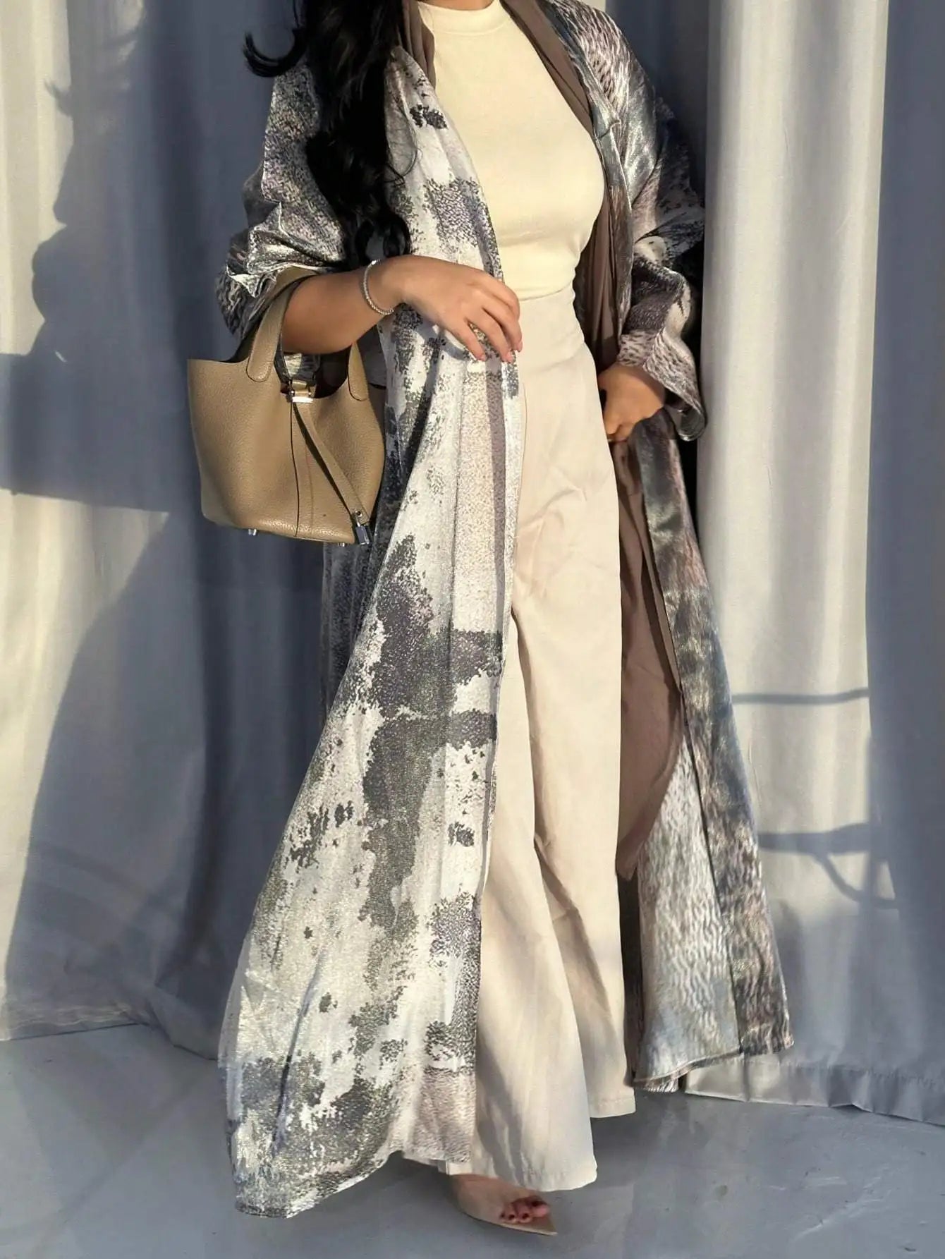 Tie-Dye Open Front Abaya