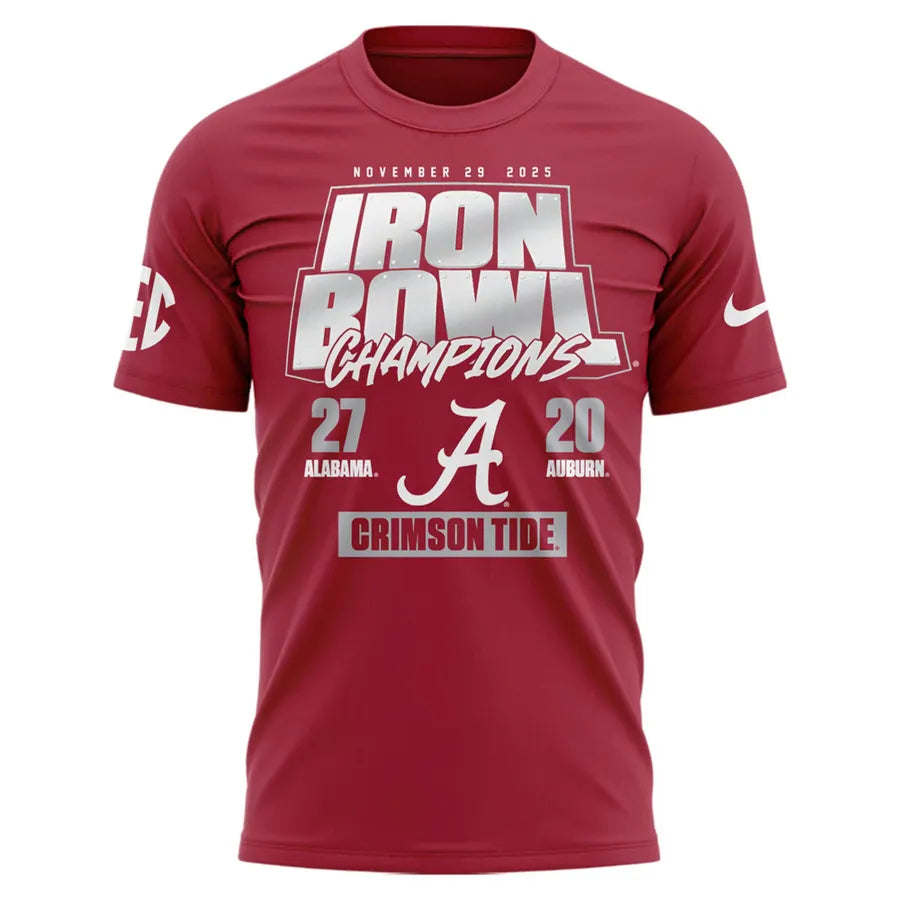 Men's Red Alabama Crimson Tide 2025 Iron Bowl Champions T-shirt | TV89