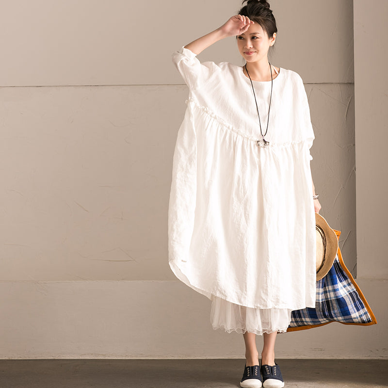 white linen casual dress