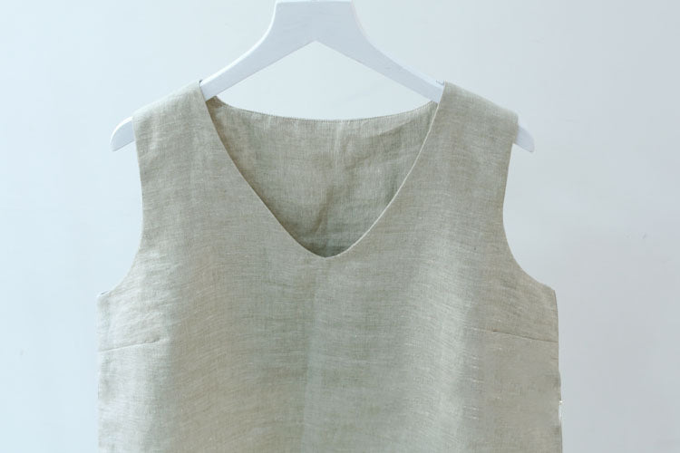 100% Linen V-Neck Summer Casual Vest For Women– FantasyLinen