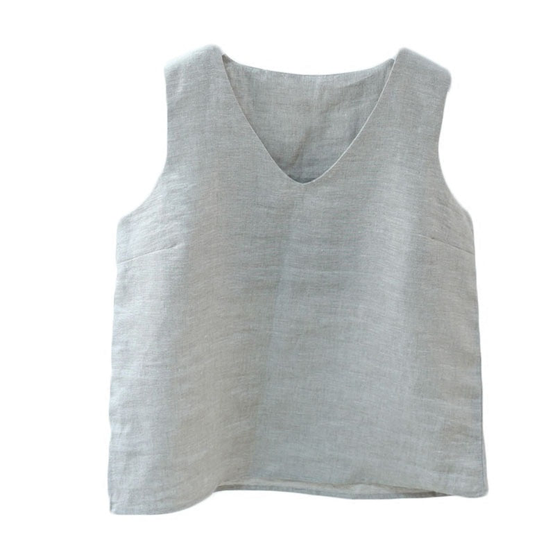 100% Linen V-Neck Summer Casual Vest For Women– FantasyLinen