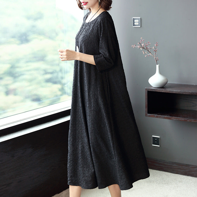 Women Plus Size Pure Color Elegant Loose Dresses Q16014– FantasyLinen