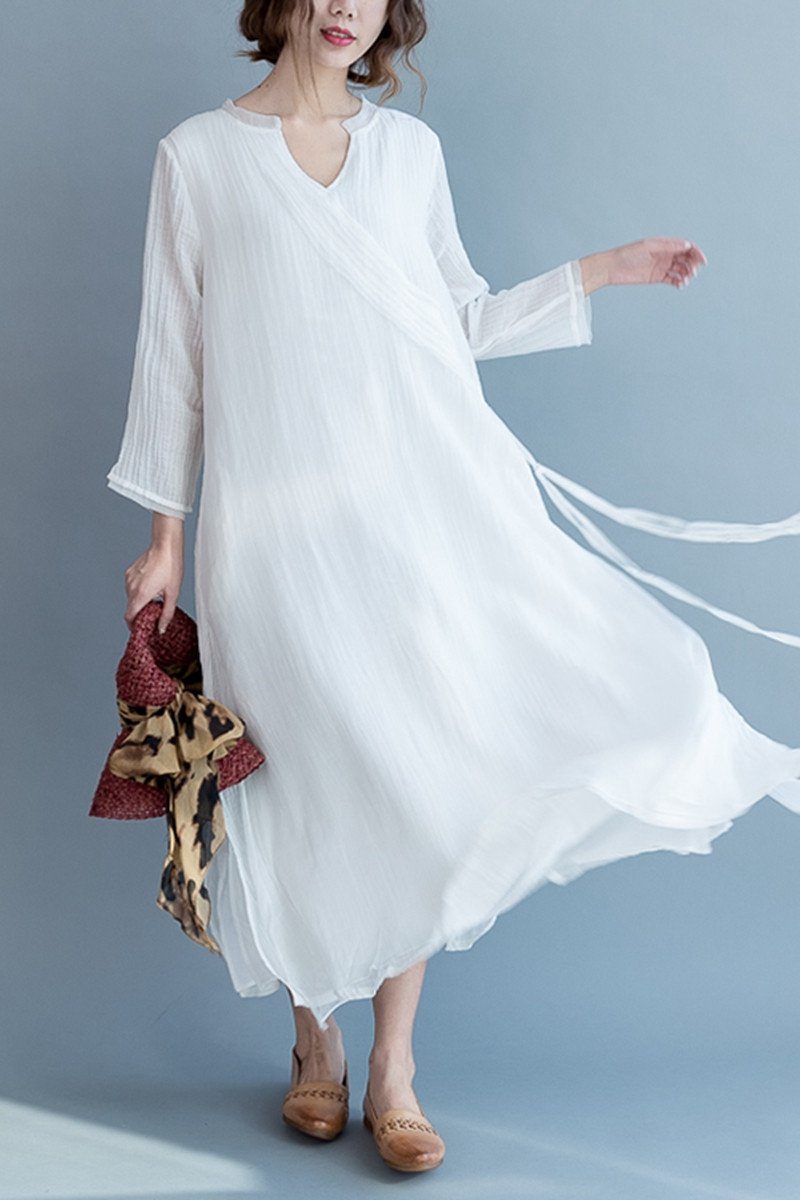 white silk summer dress